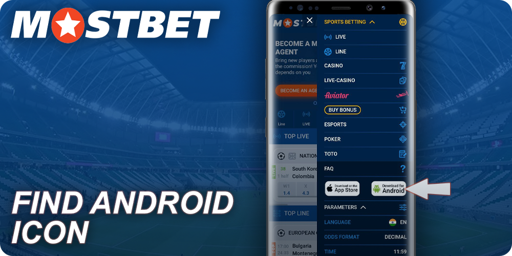 Find the Mostbet Android app icon