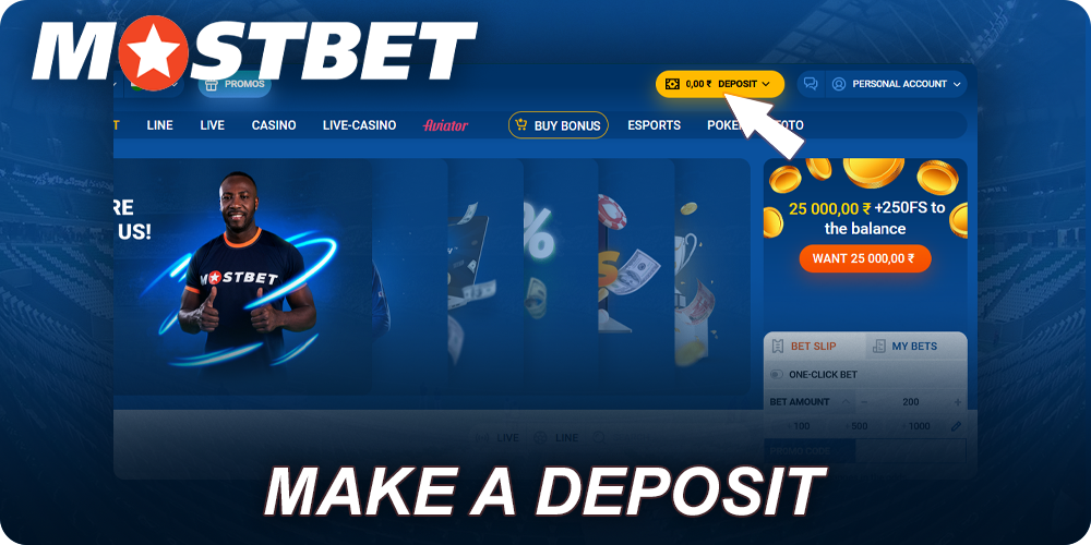 make a deposit at Mostbet