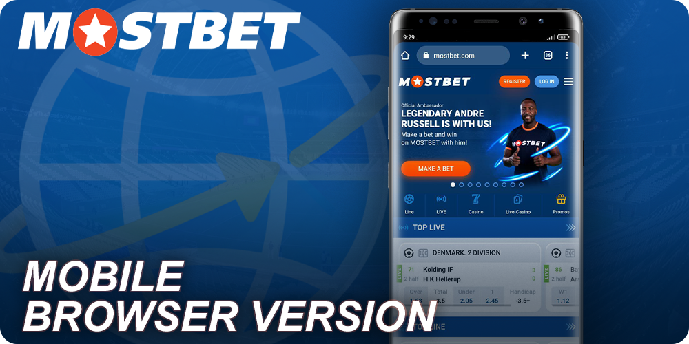 Mobile version of Mostbet for browser