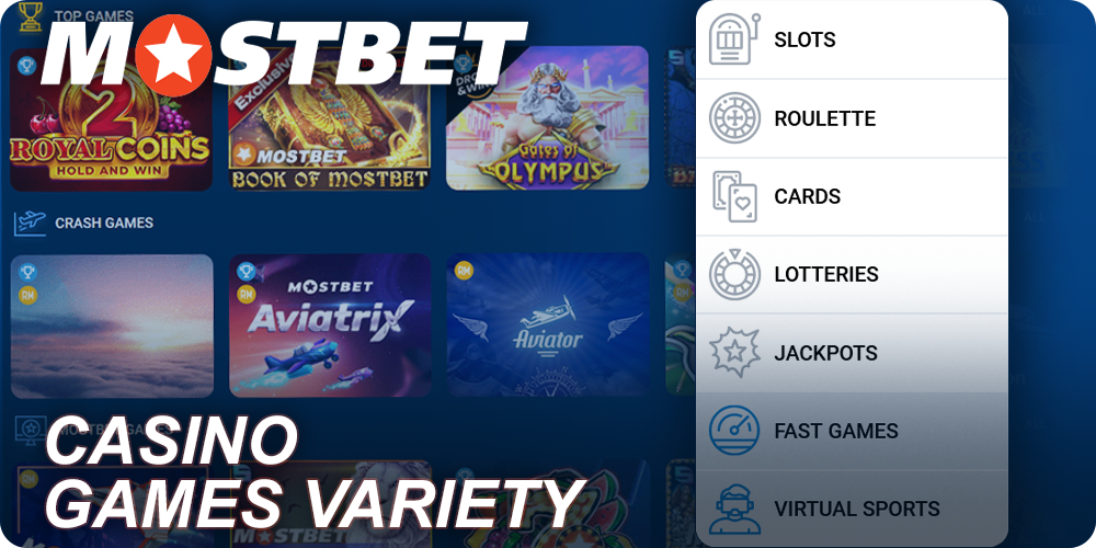 over 3000 different games at Mostbet casino