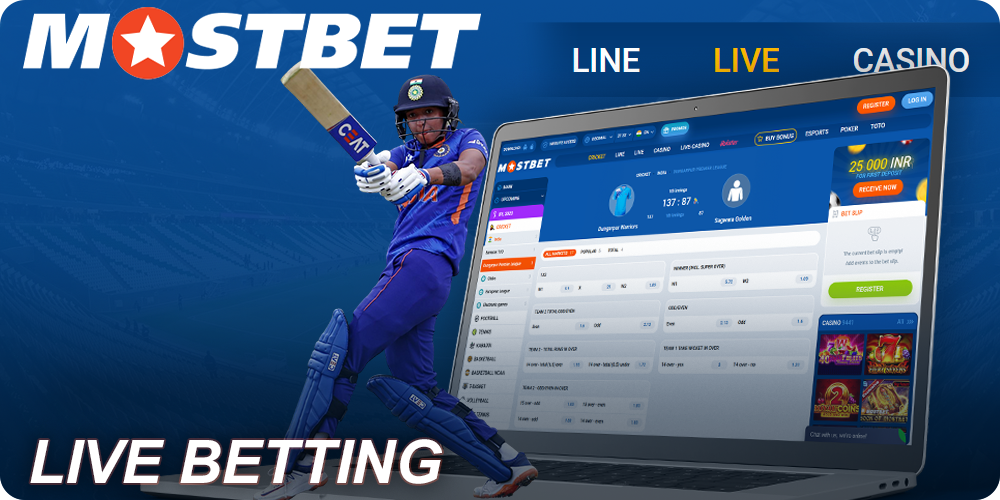 Live betting section of Mostbet for Indian players