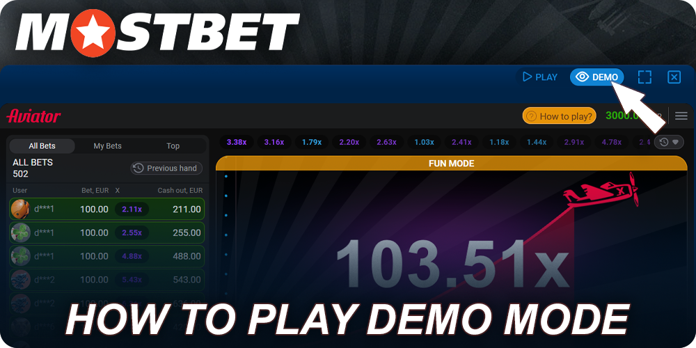 Instructions on how to play the game Aviator in demo mode on Mostbet website