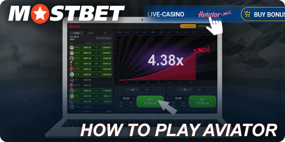 Instructions for Indian players how to play the game Aviator on Mostbet