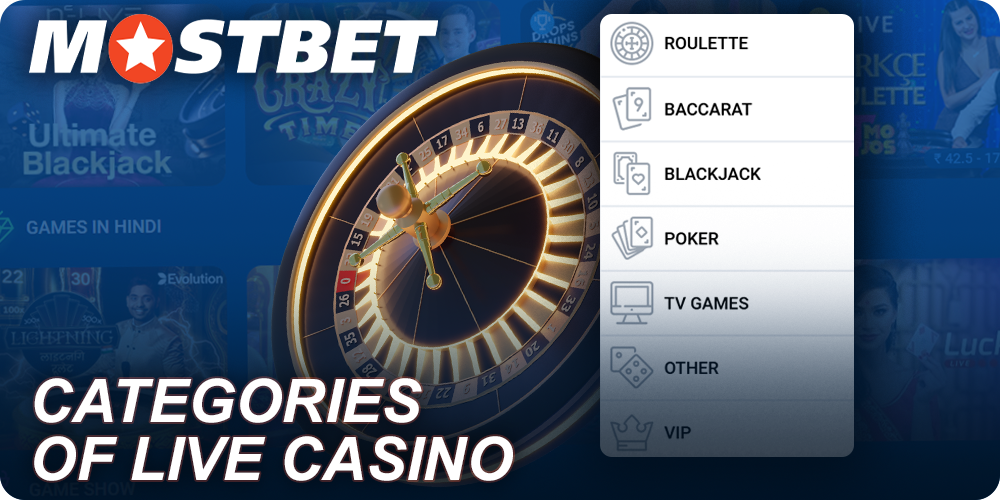 Live Casino Mostbet categories