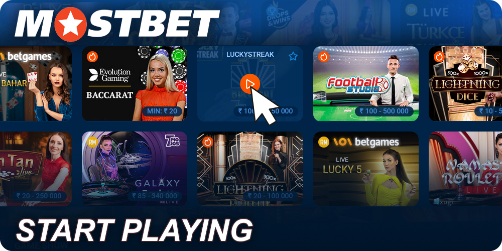 How to start playing at Mostbet Live Casino