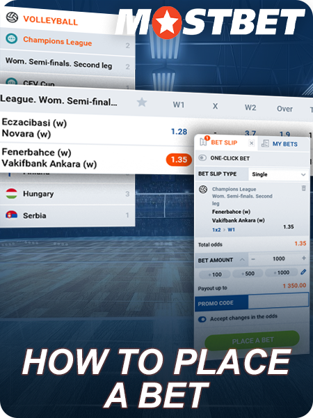 Step-by-step instructions on how to bet on volleyball at Mostbet