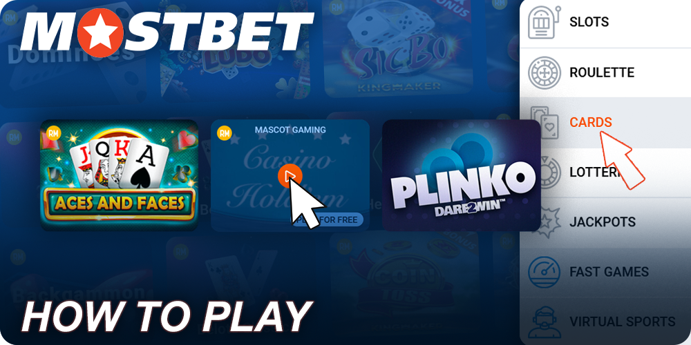 Instructions on how to play Card Games at Mostbet