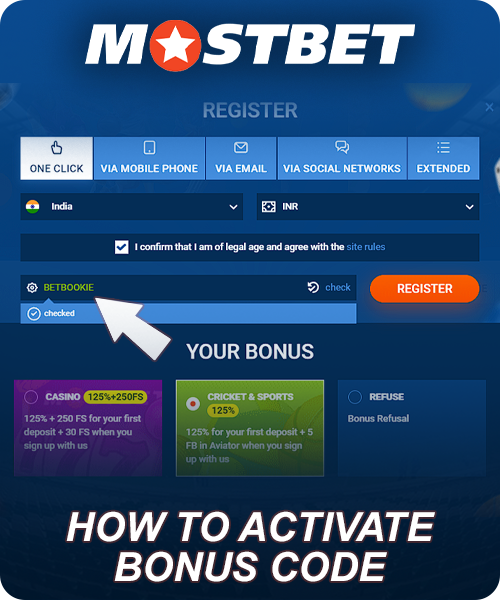 Activate Mostbet promo code in India