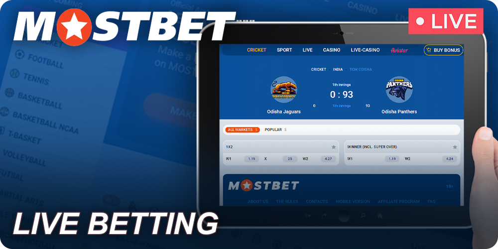 Live betting rules at Mostbet